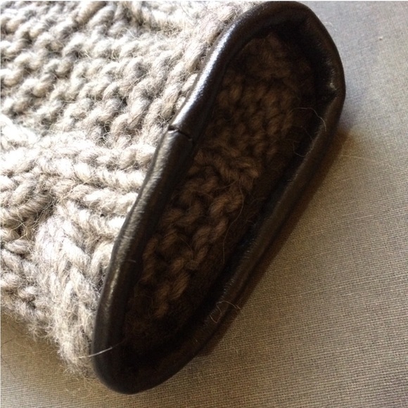 ROBI-AGNES alpaca oversized batwing cardigan leather trim - Picture 10 of 14